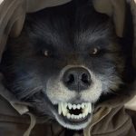 SFX Wolf Kopf mit beweglichen Maul / Handpuppe Kino TV Film Theater movieSFX